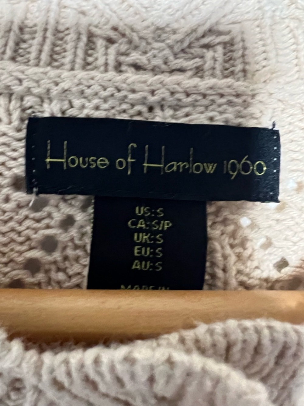 House of Harlow 1960 Beige Cropped Crochet Knit Button Cardigan Sweater - Picture 4 of 12